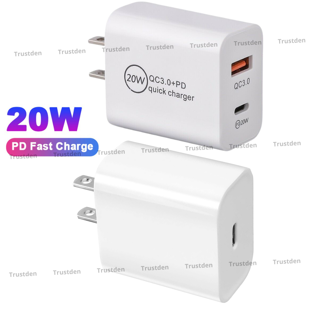 20W USB-C QC PD Power Adapter Fast Wall Charger for iPhone iPad Android Samsung