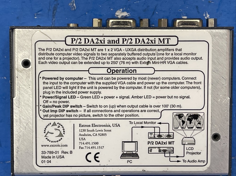 EXTRON VERSA TOOLS P/2 DA2Xi & DAXi MT