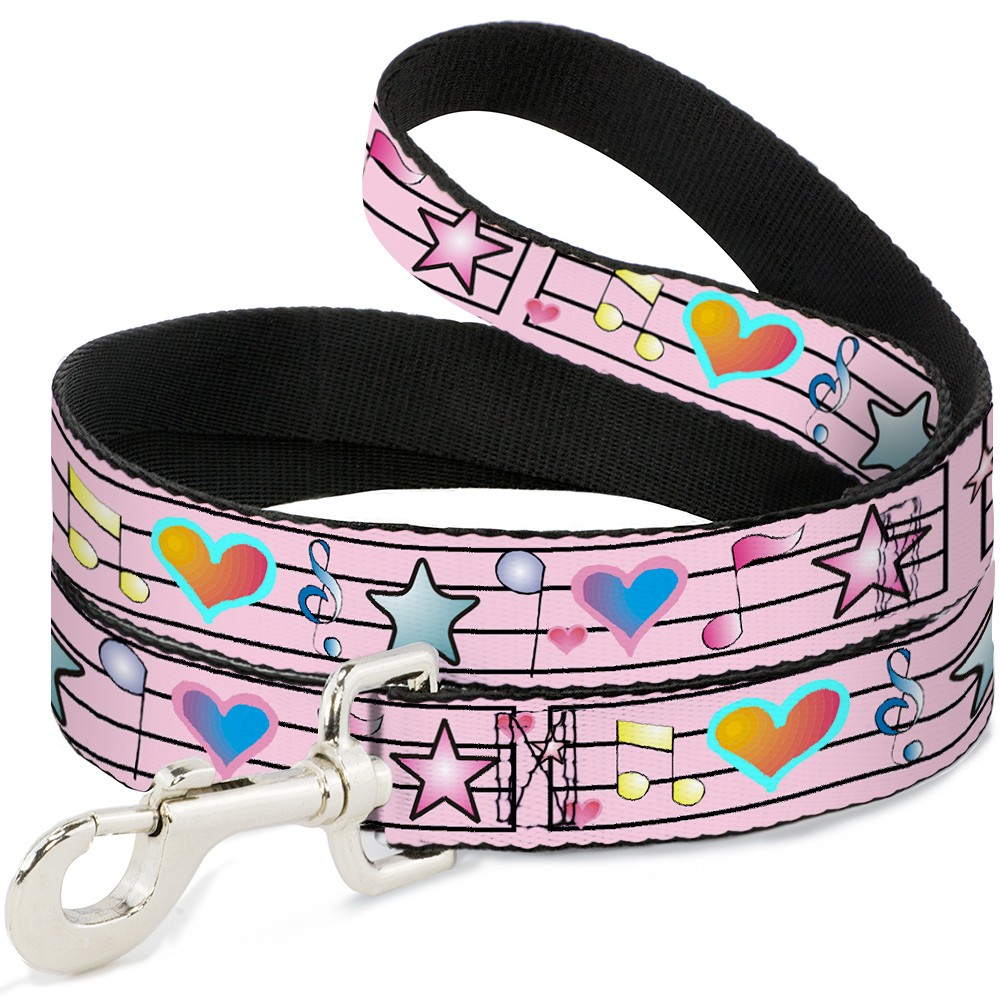 Dog Leash Music Notes Pink