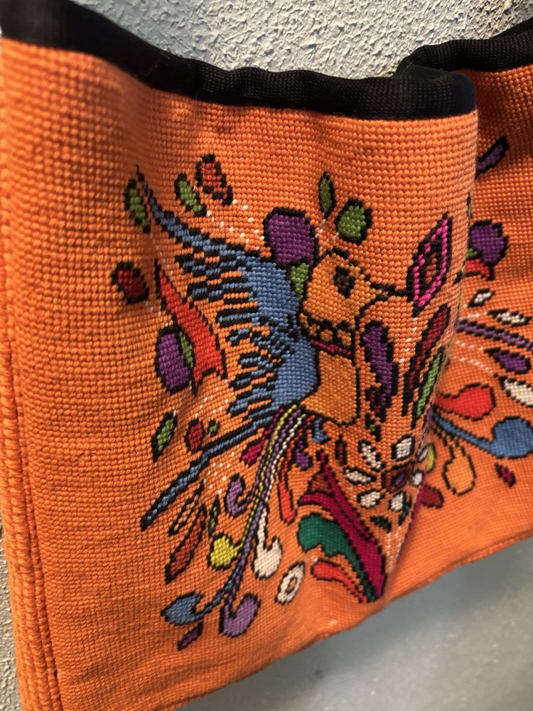 Needlepoint “Two Birds” Canvas Tote Bag