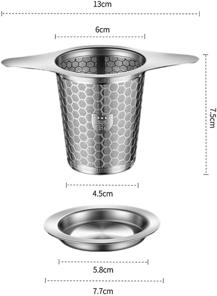 2 Pack Stainless Steel Tea Infuser, 316 Grade Strainers Fine Mesh, Hexagonal Me