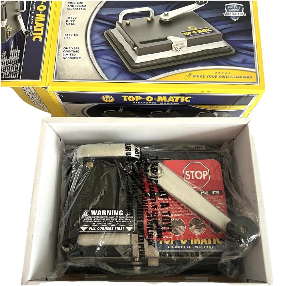 TOP-O-MATIC Cigarette Rolling Machine Makes King Size or 100mm Original Box READ