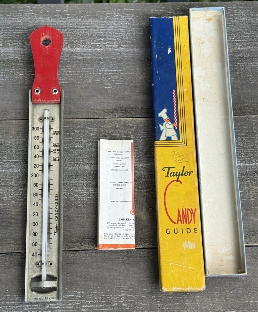 Taylor Red Candy Guide Thermometer 1950s Original Box With Instructions