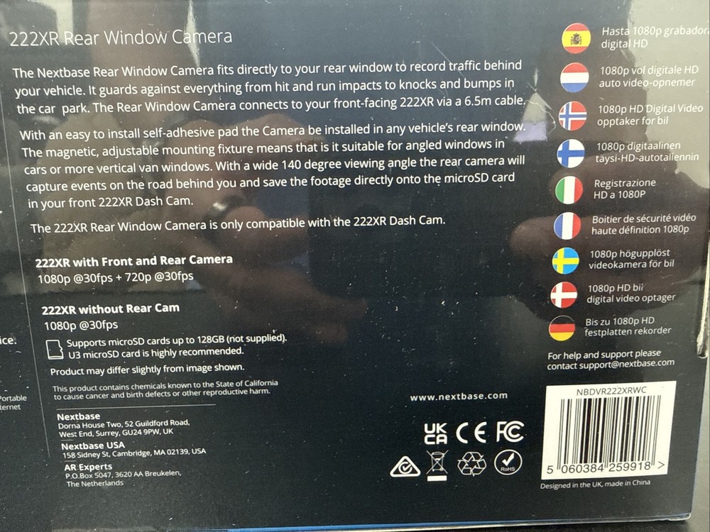 Nextbase 222XR Dash Camera + Rear Cam Bundle, Includes 32GB SD Card