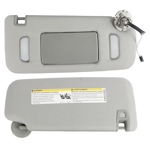 Driver Sun Visor for 2010-2017 Chevy Equinox, Light Gray Replacement Part Left