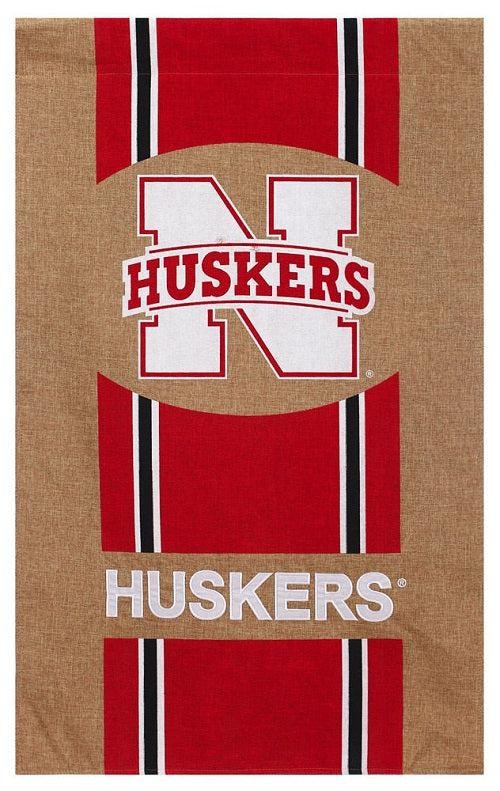 Nebraska Cornhuskers Burlap House Flag 29x43