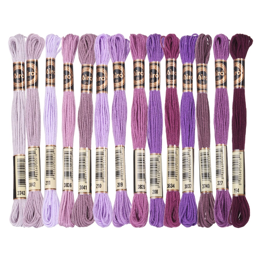 14 Skeins Embroidery Floss, Polyester Threads Multicolored Purple