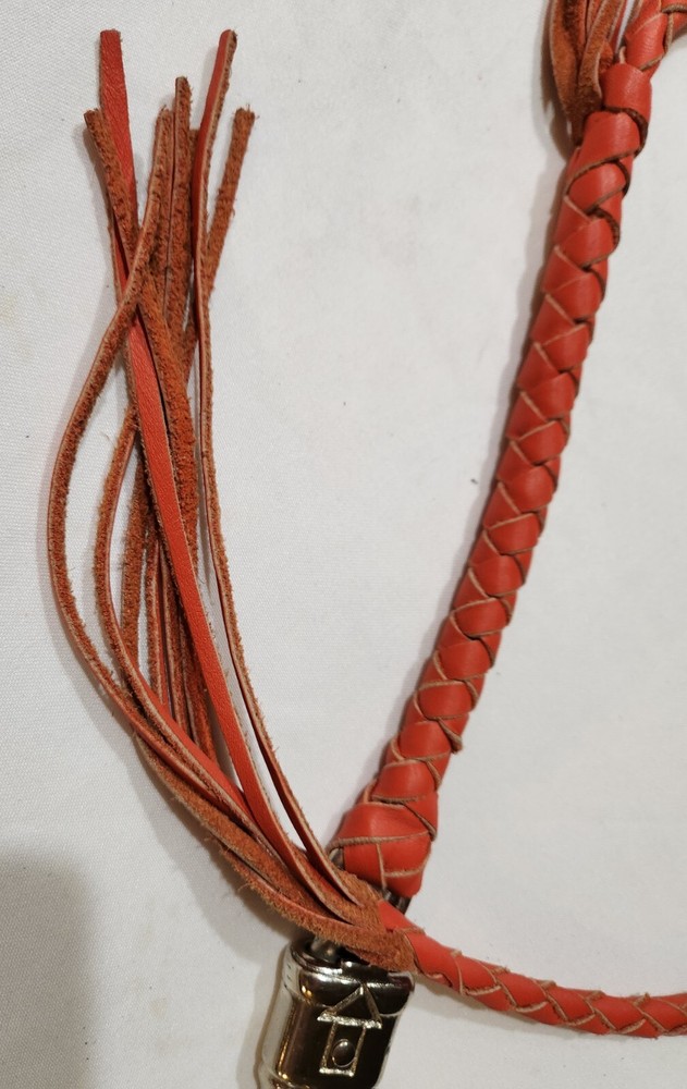 Get Back Whip Classic Biker Motorcycle Orange Leather Accessory For Handlebars