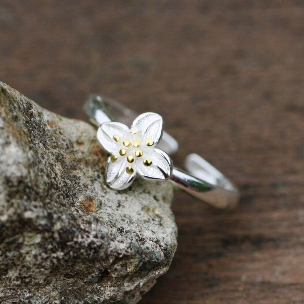 Small Lily Flower Ring Sterling Silver 925 , Gift for Her , Devotion