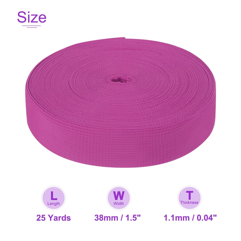 25Yard x 1 1/2" Width Nylon Webbing Strap Poly Flat Webbing Strapping Rose Red