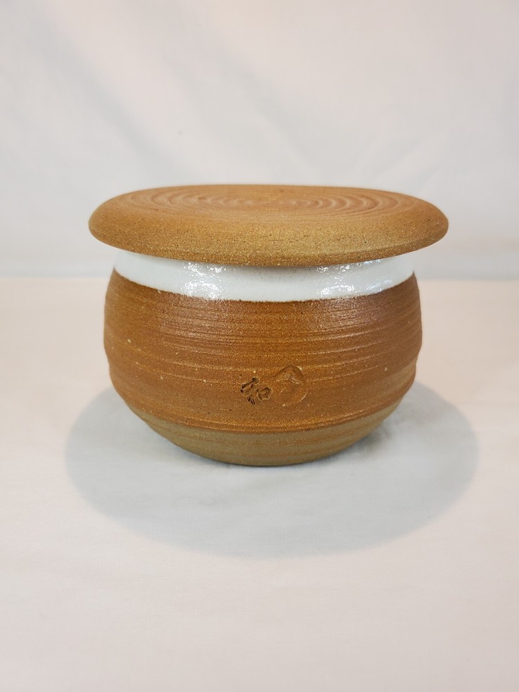 Studio Art Pottery Round Butter Bell Keep Stoneware Crock