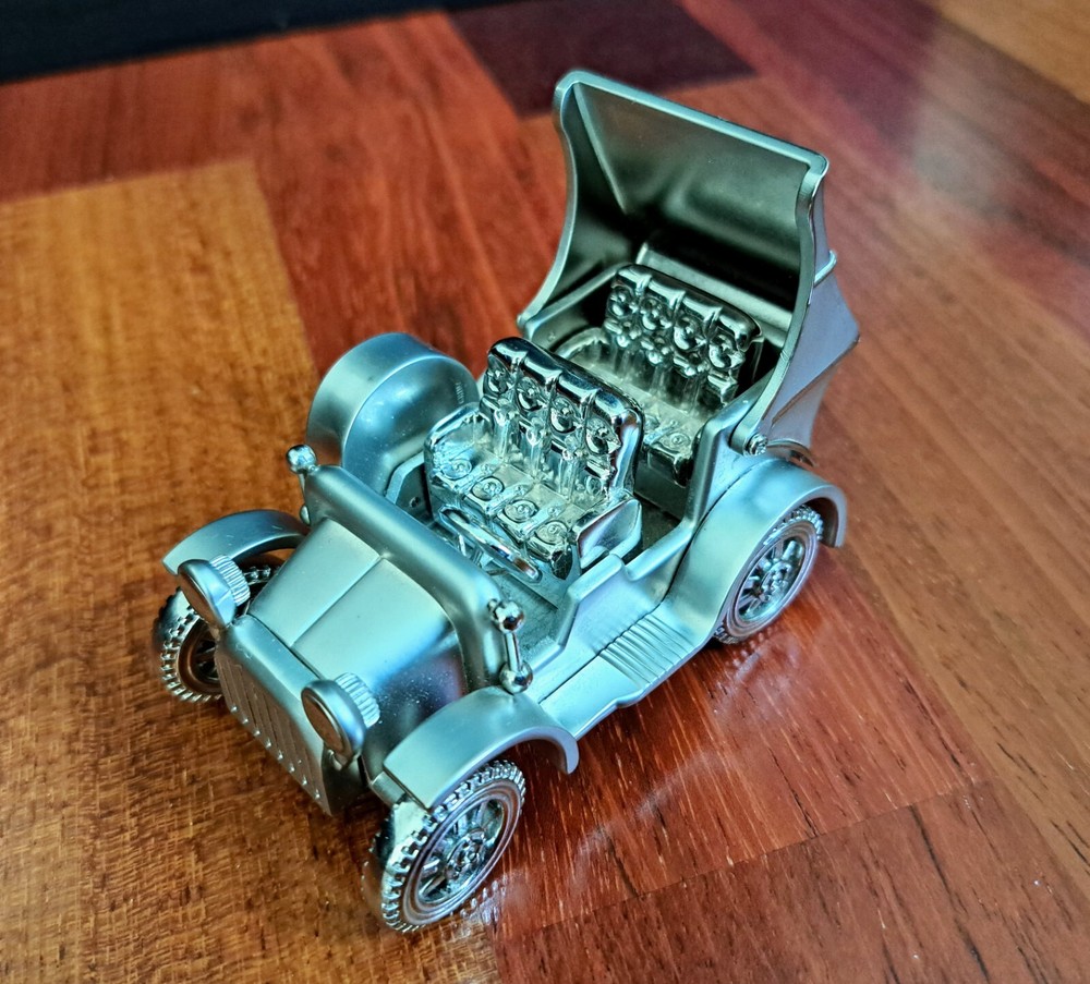Vintage Platinum Miniature C331 Silver Classic Car Clock, Missing Clock