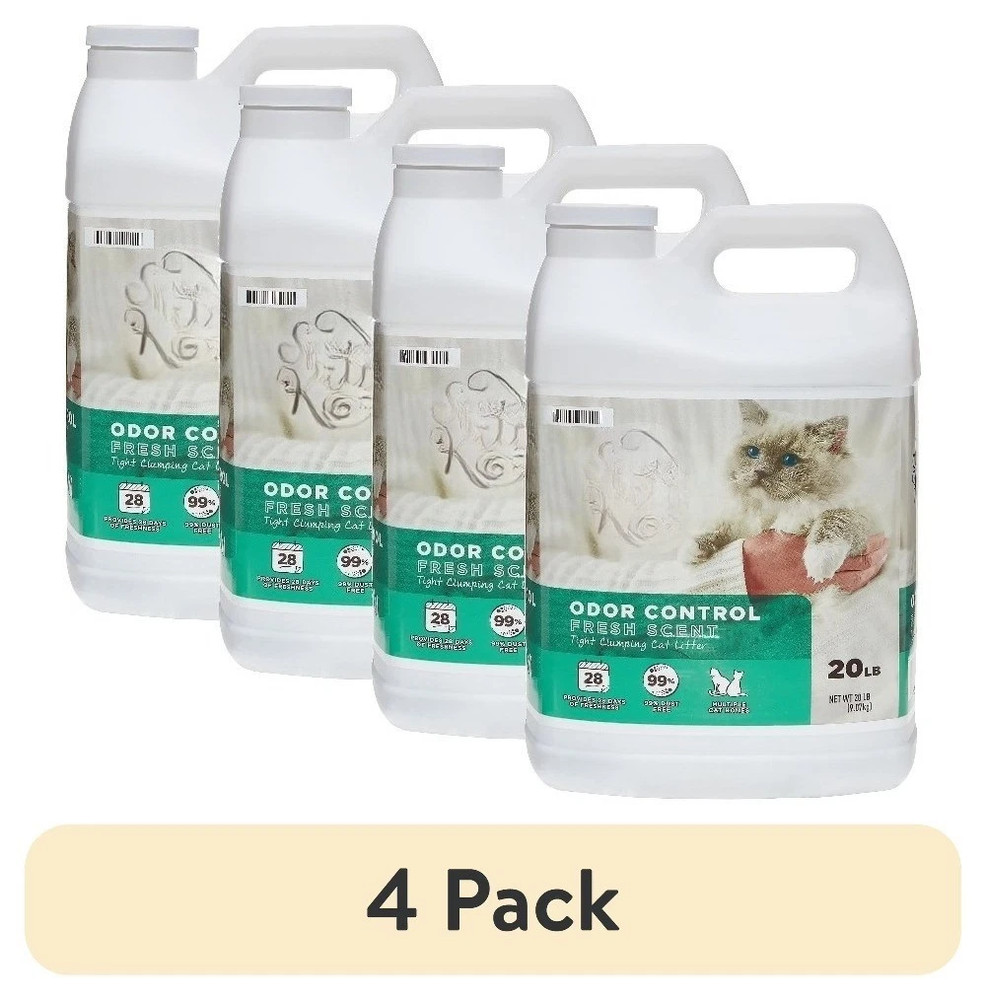 (4 pack)Scoopable Tight Clumping Cat Litter, Fresh Scent, 20 lb