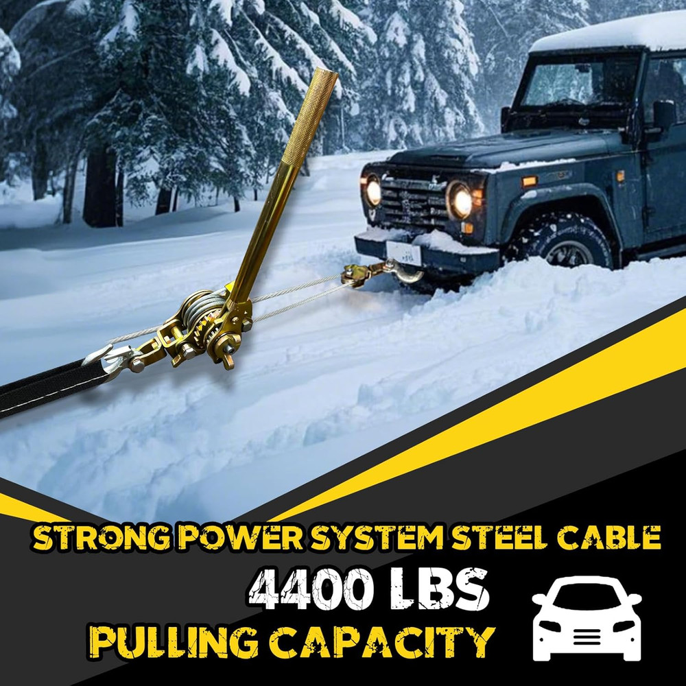 Come along Winch Puller, Cable Hoist Winch Puller with 2 Hooks, 2T (4400LBS) Com