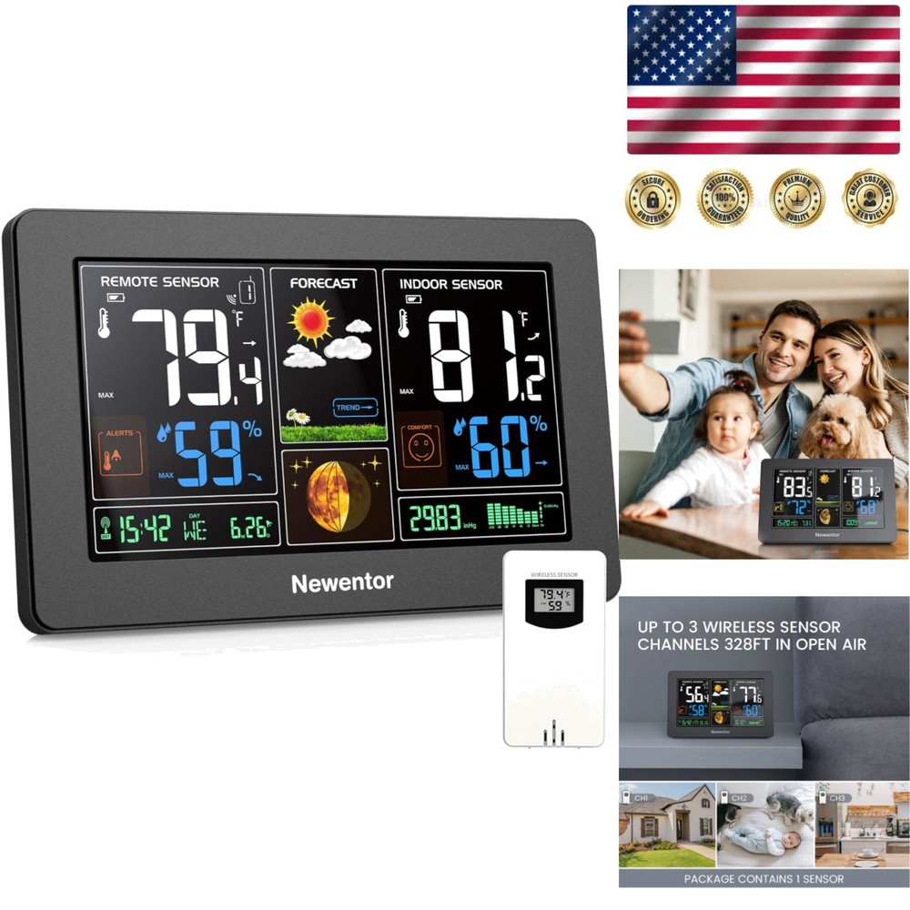 Color Display Wireless Thermometer & Atomic Clock with Forecast Capabilities