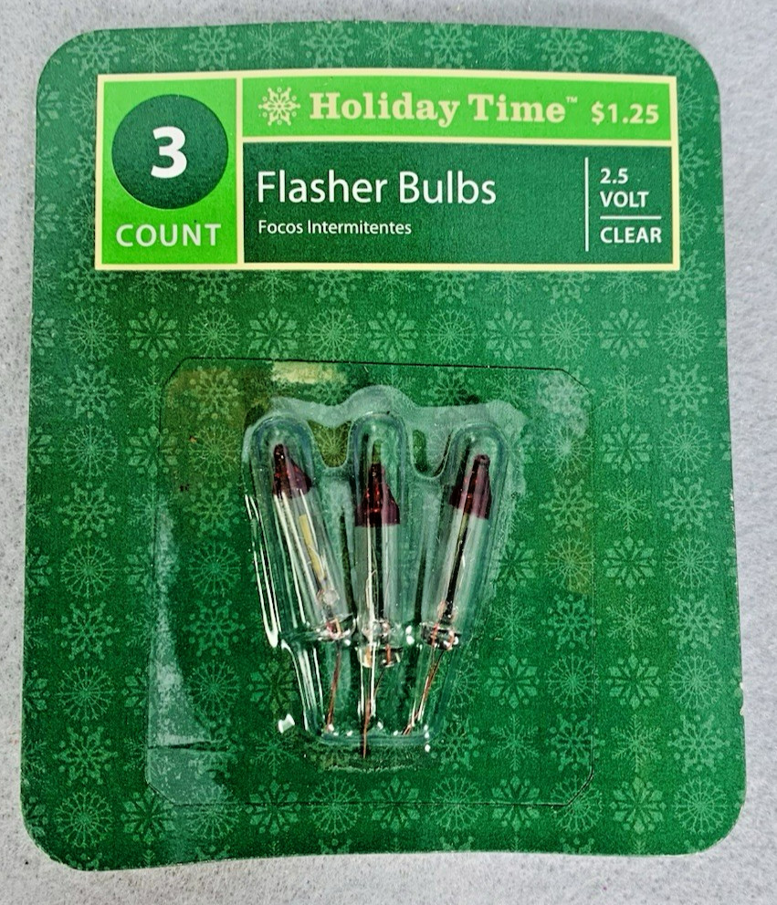2.5 volt Mini Flasher Bulbs Christmas Light for 50 100 200 Light Strings 3 pk HT
