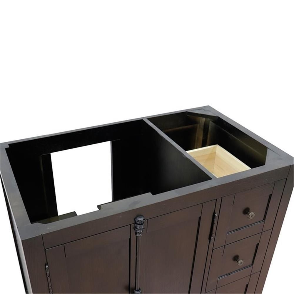 Plantation 36" Single Solid Wood Vanity with Left Doors in Brown Ash