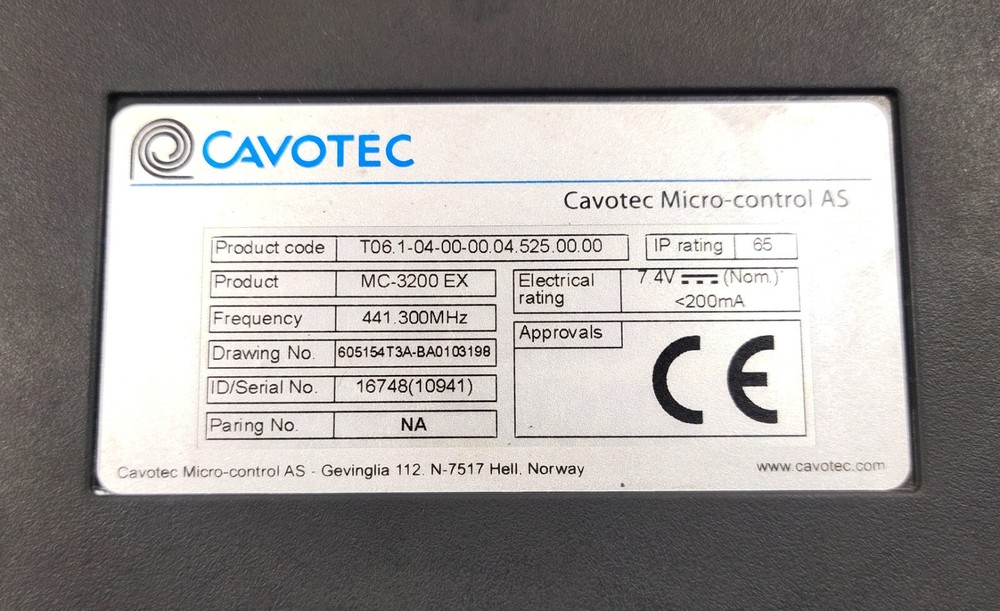 CAVOTEC MICRO-CONTROL AS MC 3200 EX REMOTE CONTROL