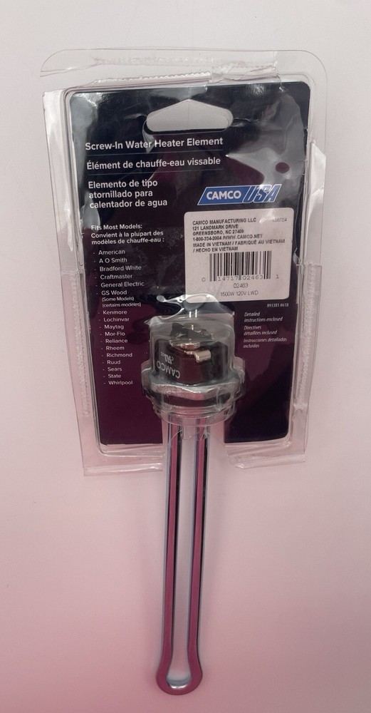 Camco Low Watt Density Screw-In Water Heater Element 1500W 120V 02463