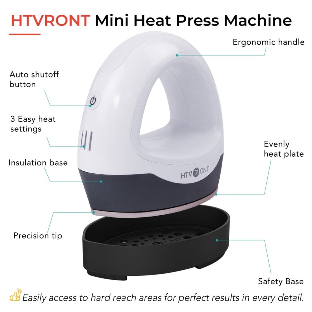 HTVRONT Mini Heat Press Machine Portable Iron Press for Heating Transfer Objects