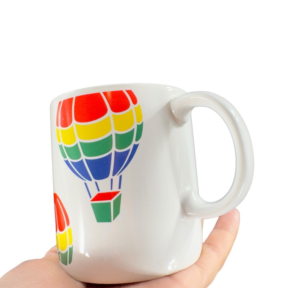 1980s FTD Hot Air Balloon Rainbow Mug Cup Multicolor Ceramic Drinking Mug READ