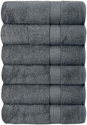 SIMPLE ELEGANCE 6-PACK PLUSH BATH TOWEL SET (27X52 INCH) - GRAY