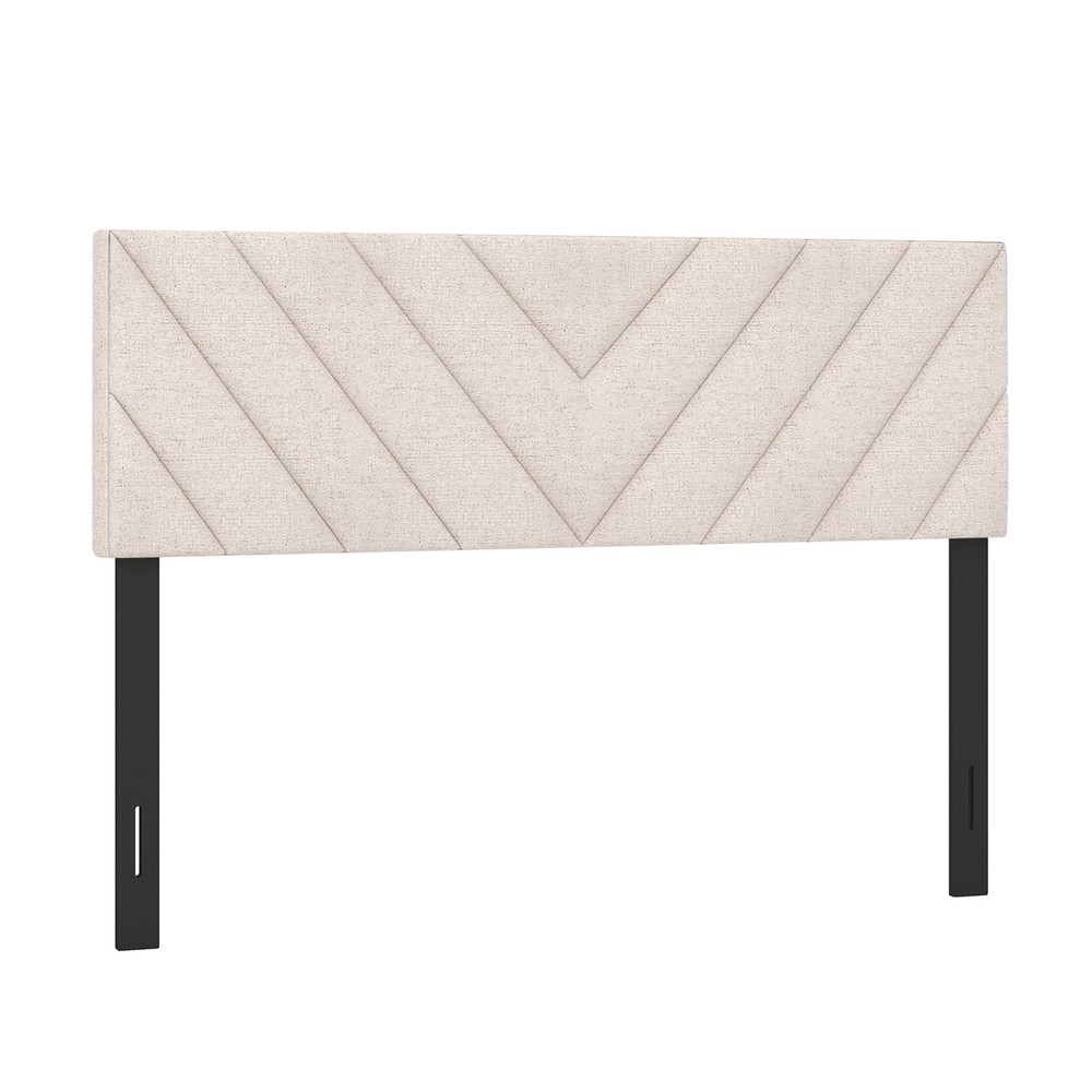 Linen Fabric Upholstered Headboard Rectangular Headboard w/ Solid Wood Legs