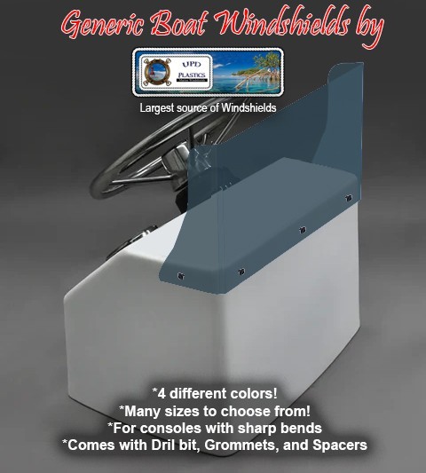 New Generic Center Console Boat Windshield Smoke 26 1/2 inside Size, 1/4" Thick
