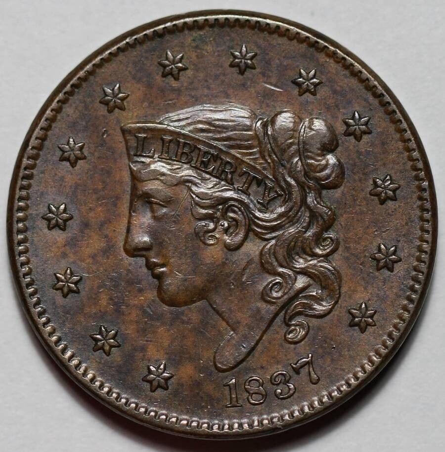 1837 Coronet Head Large Cent - Medium Letters - US 1c Copper Coin
