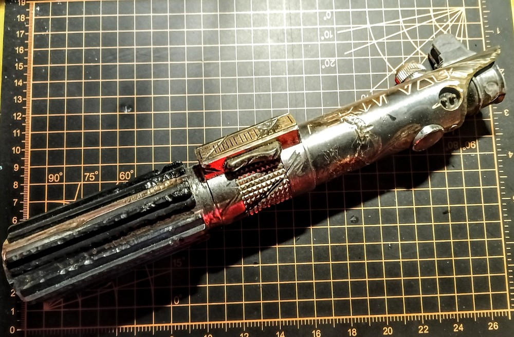 Empty Custom Weathered (Mustafar Inspired) Seven Chambers Aniflex Lightsaber