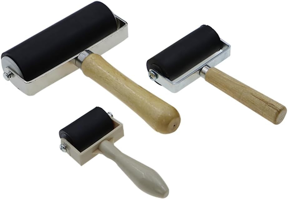 3 Pack Rubber Rollers with 3 Sizes for Crafting Brayer Rollers - Inking Roller