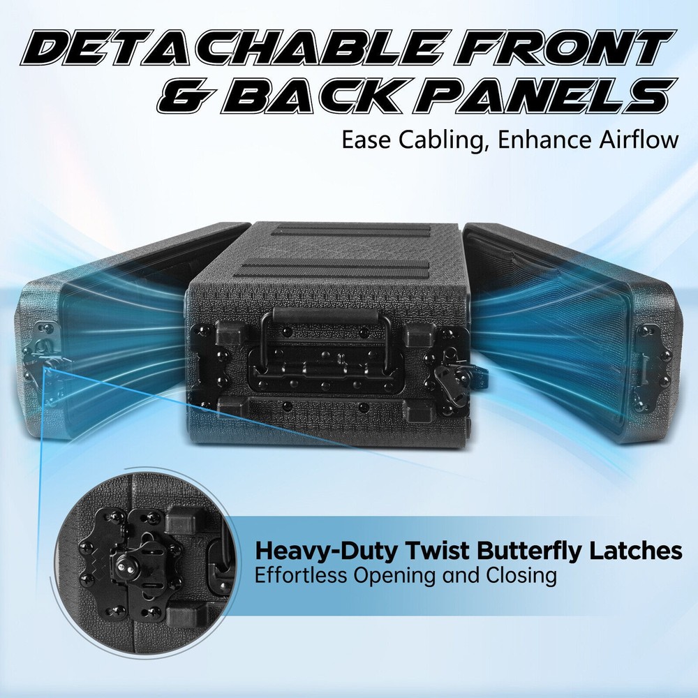 4U Rack Case 17" Depth,19" Rackmount Flight Case Watertight 4 Space Shock Mount