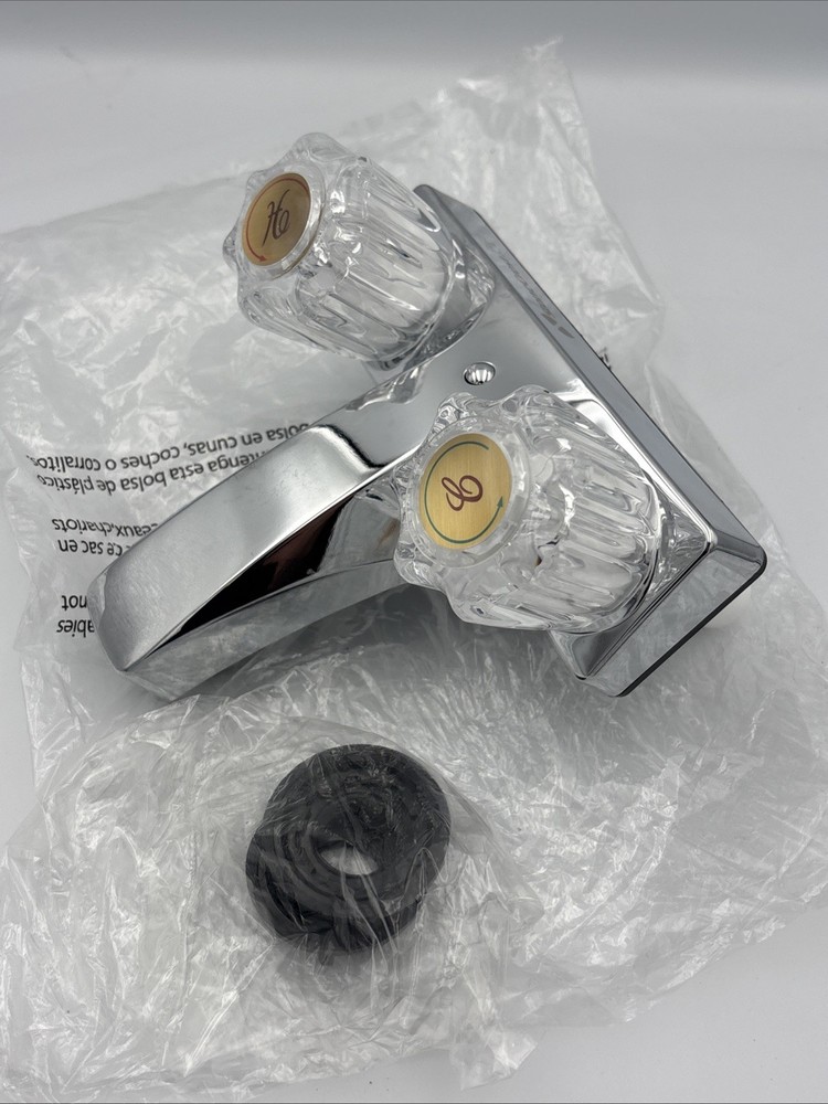 StoneCrest 4" Center Bathroom Faucet - Chrome/Clear Knobs RV  (New Open Box)