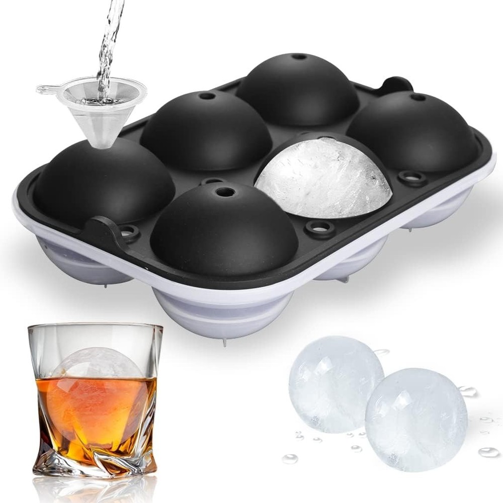 Ice Ball Maker, Reusable 2.5 Inch Ice Cube Trays, Easy Release Silicone round