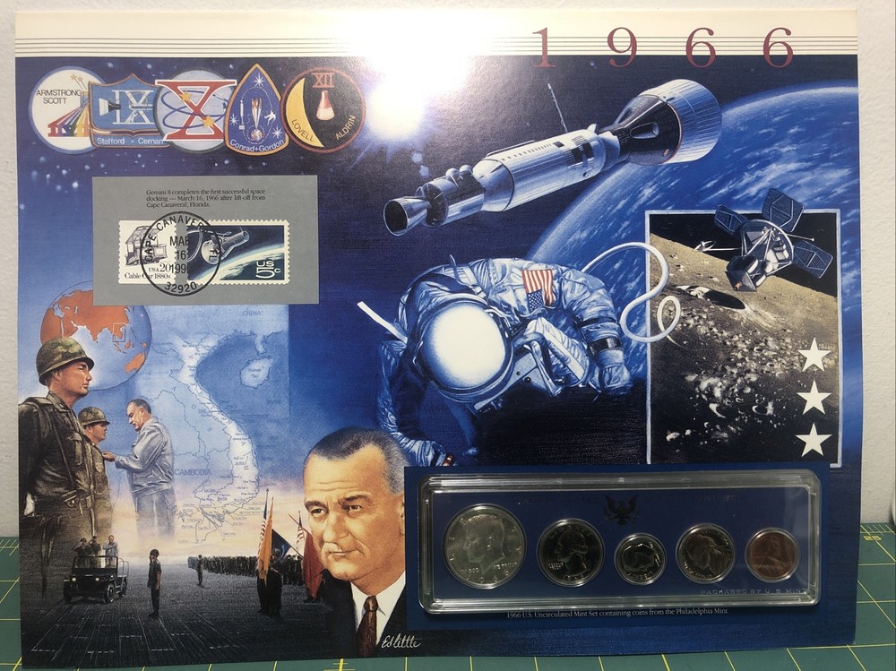 1966 Postal Commemorative Society Displays Panel  Special Mint Set + Stamps