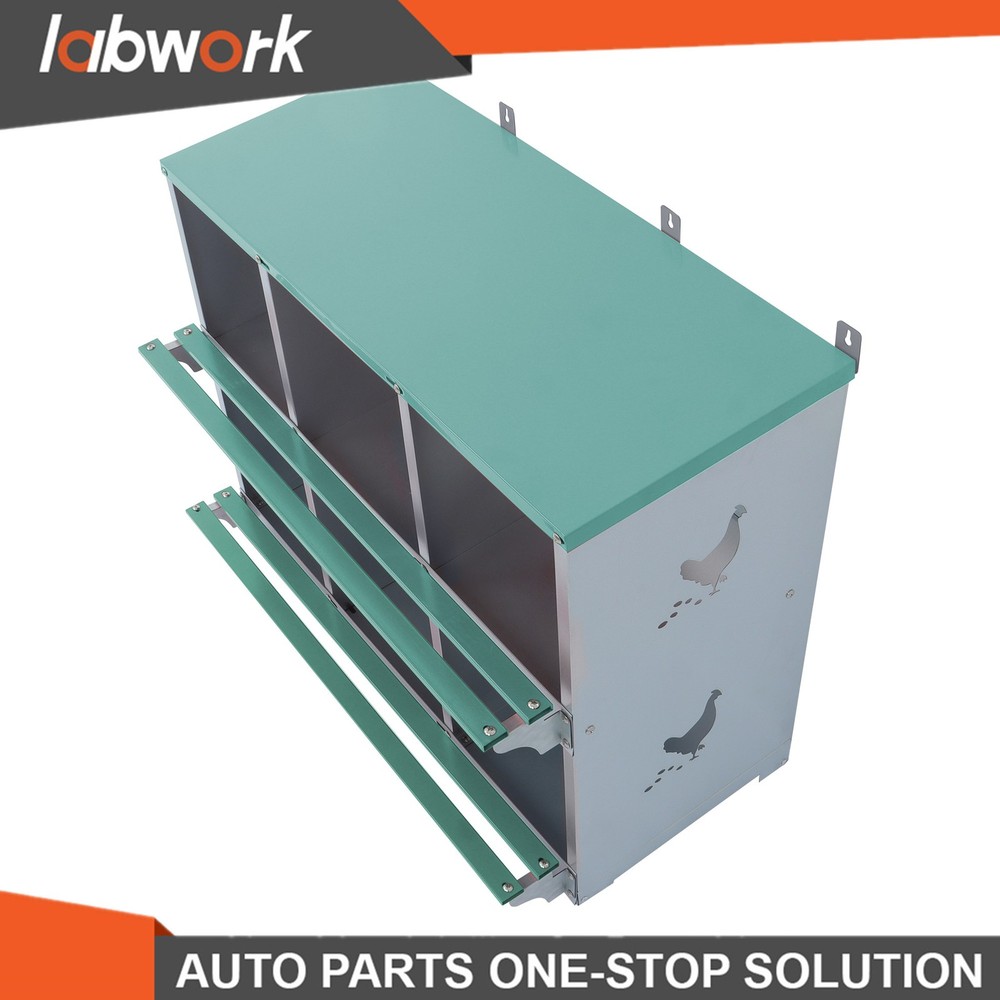 Labwork 6-Compartment Metal Poultry Nesting Box Wall Mount Easy Egg Collection