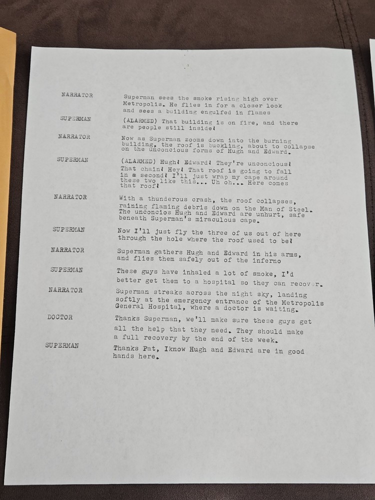 Director Kevin Burns Personal Superman Original Movie Script Pages