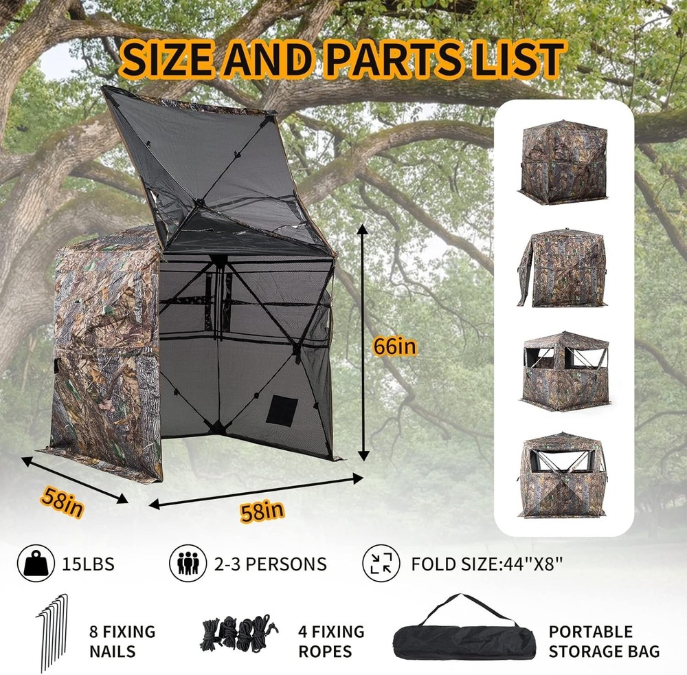 Sturdy Hunting Blind with Silent-Slide Windows