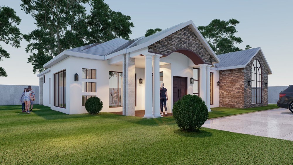 Three Bedroom Bungalow House Plans - Design Set