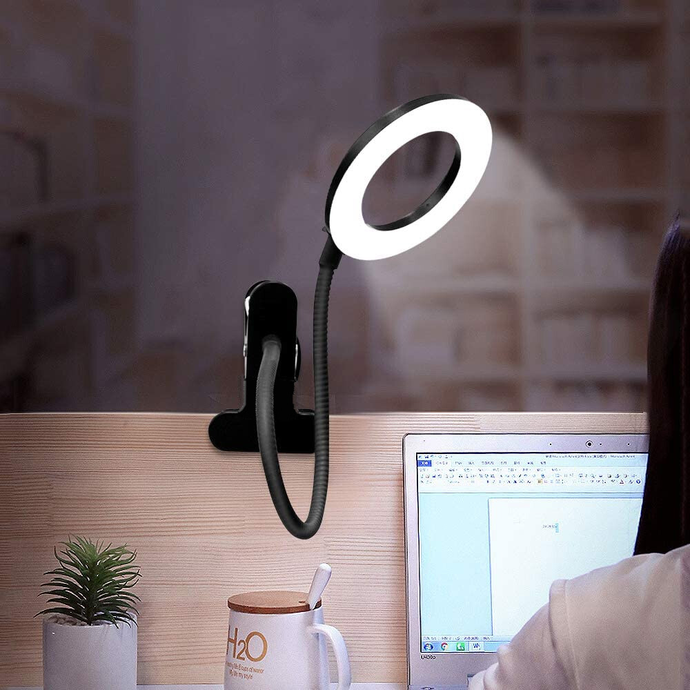 LED Clip On Desk Lamp Flexible Arm USB Dimmable Study Reading Table Light NEW