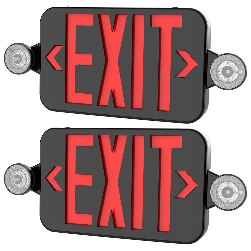 2 Pack Red LED Exit Sign, UL-Listed Emergency Light - Dual LED Lamp ABS Fire