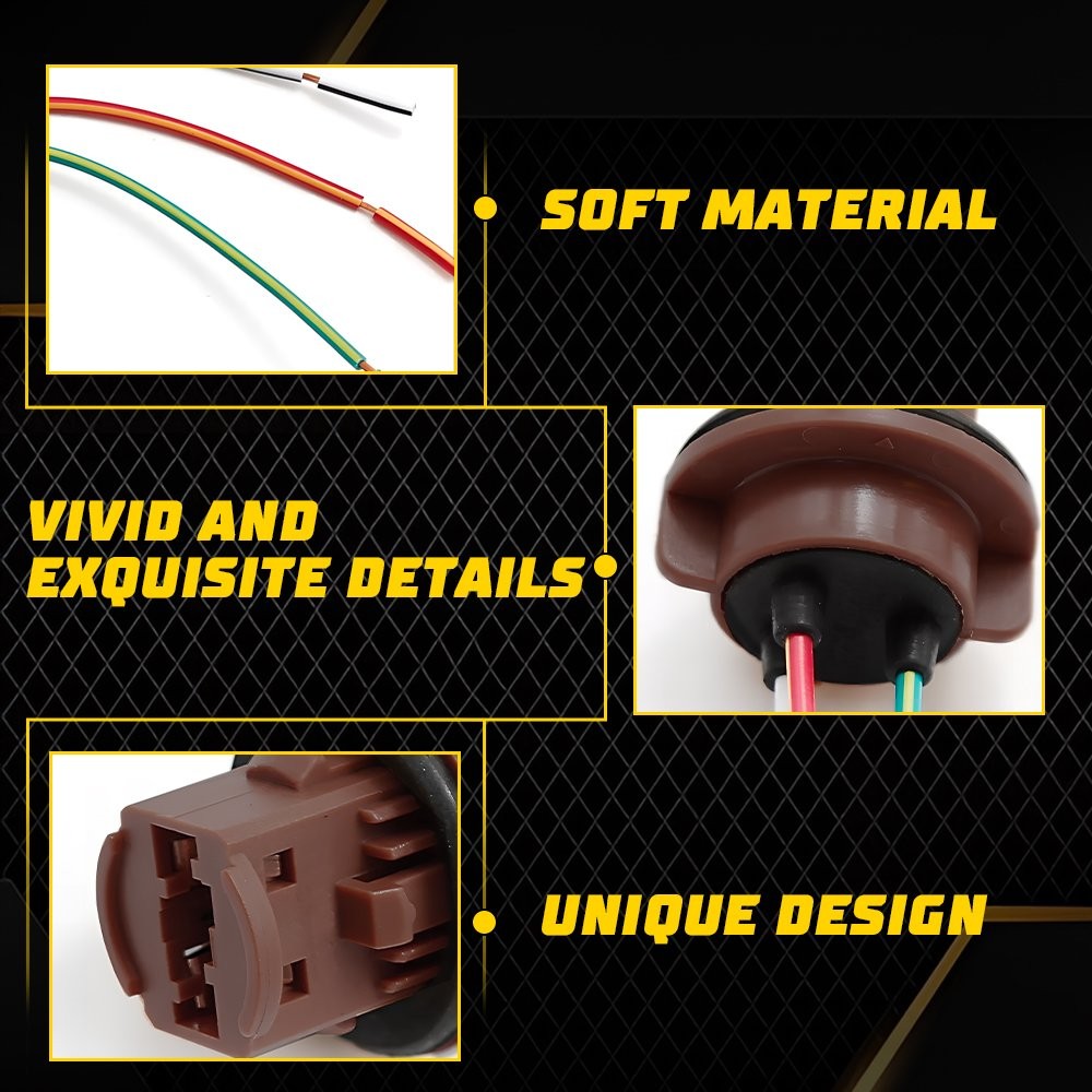 Universal Wire Female Socket Two Pigtail 7443 Harness Brake Stop Replace Tail