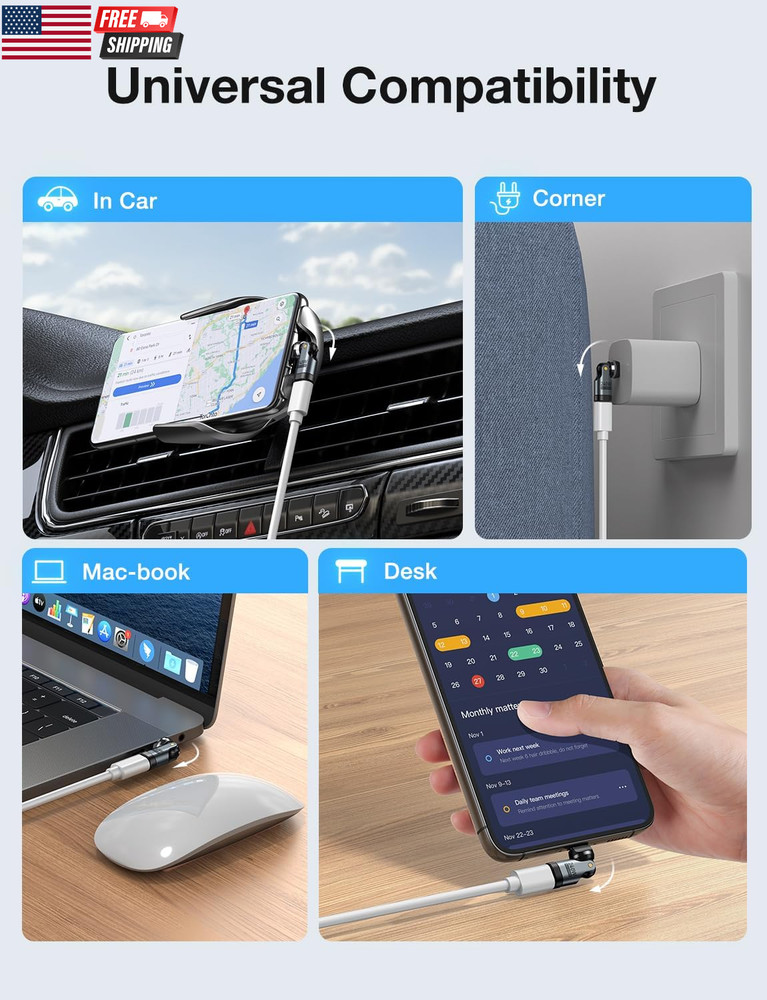 USB C Adapter [2-Pack], PD 240W USB C 90 Degree Adapter, USB Type C Right Angle