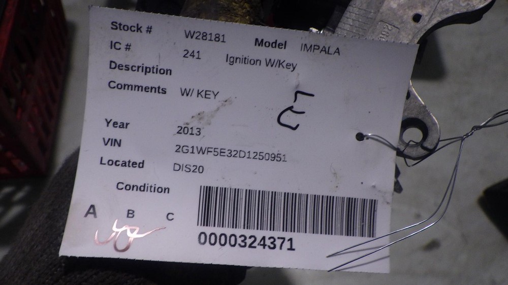 13 CHEVROLET IMPALA Ignition W/Key
