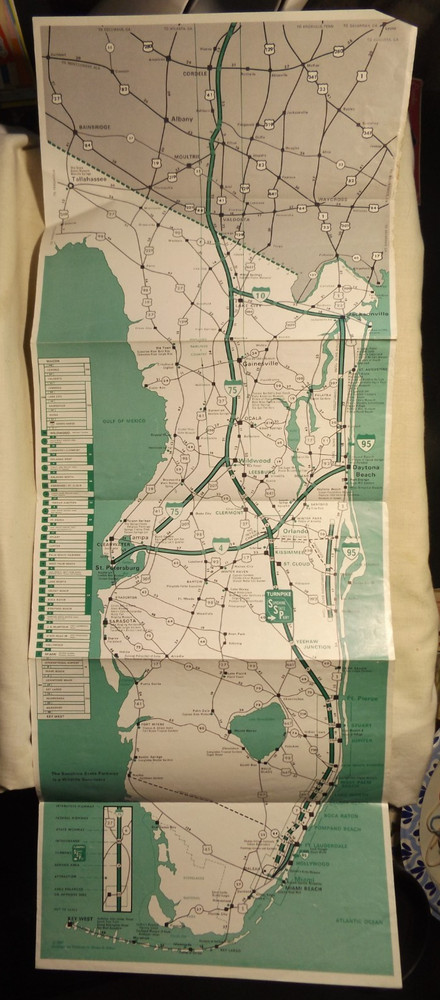 FLORIDA TURNPIKE and Interstate System 1966 Map / Brochure