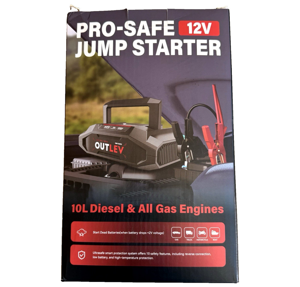 Outlev Jump Starter 6000A Air Compressor 160PSI Multi-Functional Emergency Kit