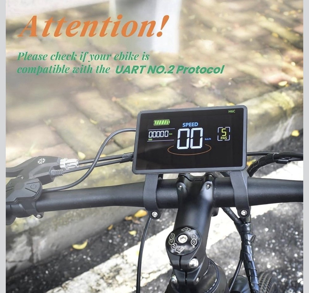 Ebike Display H6C, UART No. 2 Protocol, 24V-60V Colorful Cycling Computer wit...