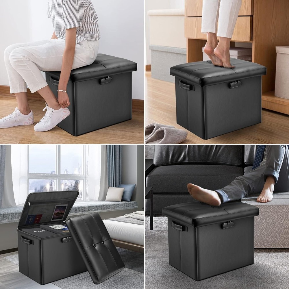 Water-Resistant Folding Ottoman with Security Lock: Ideal for Home Essentials