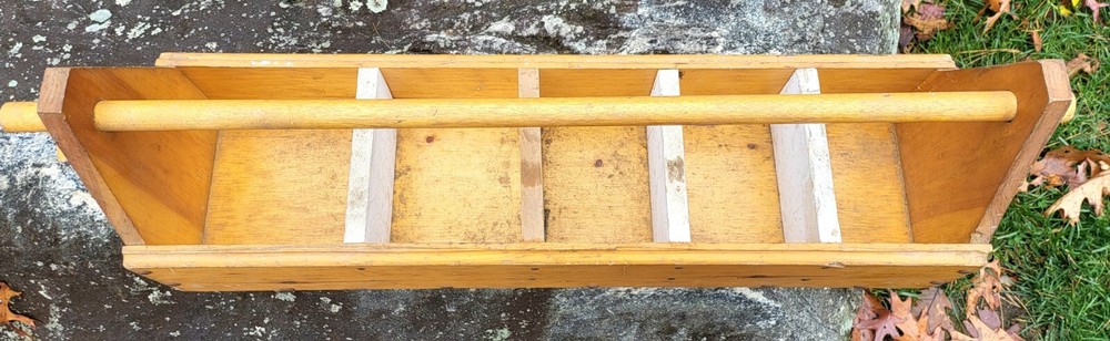 Vintage Unique Handmade Primitive Solid Wood Tool Box Caddy Carrier Storage 31"