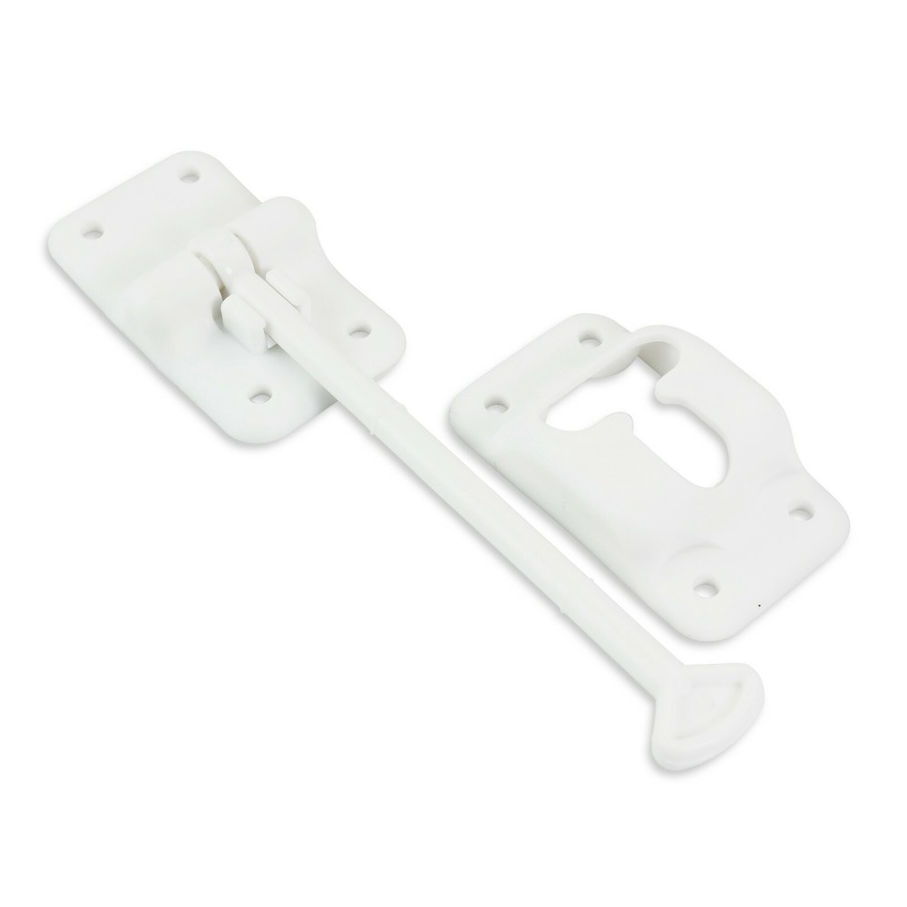 RV Trailer 6" T-style Entry Door Catch Holder Plastic with Bracket White